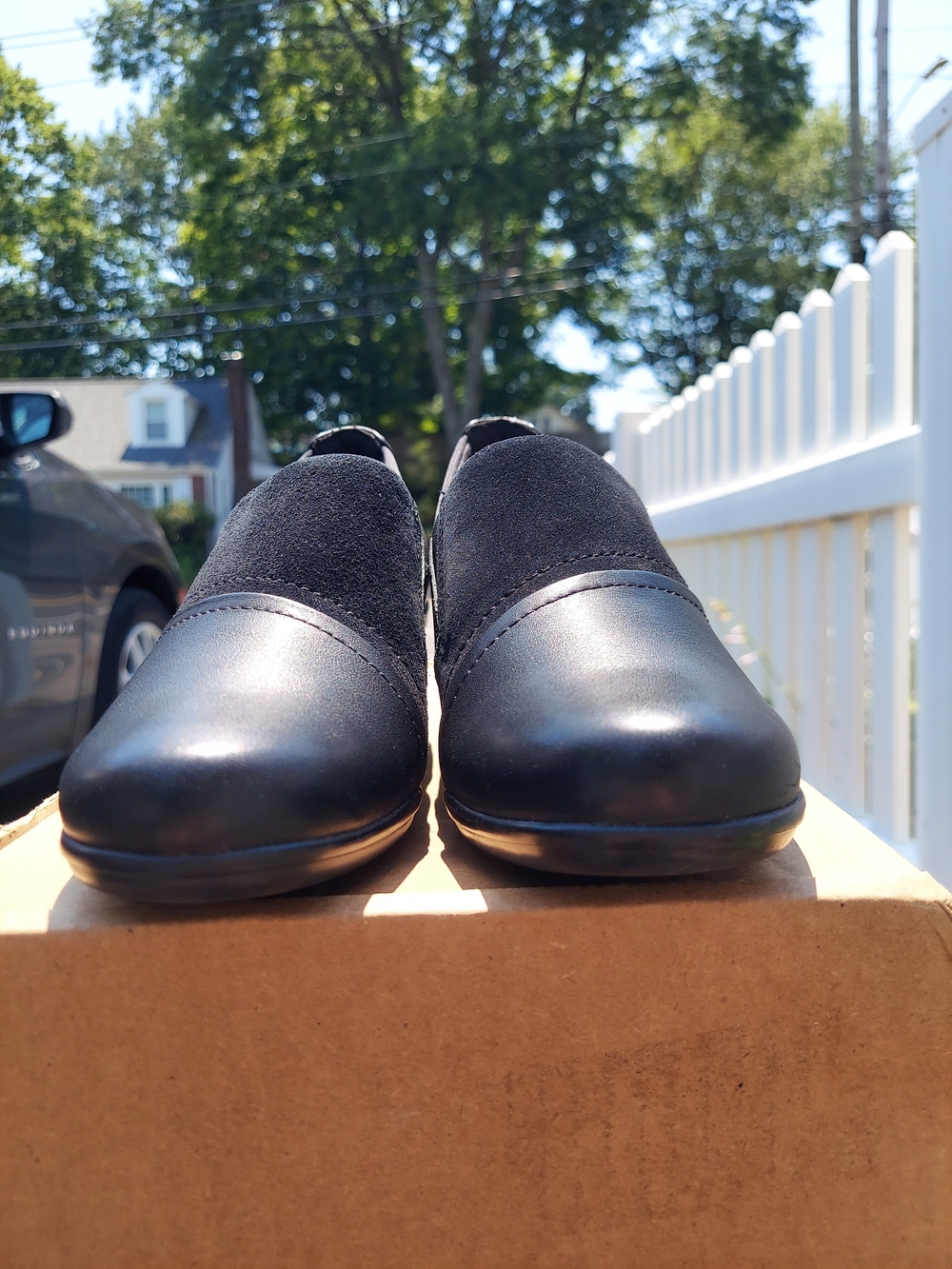 Clarks Emily Step Black Leather Low Block Pump Heels Women Size 6 NWT Comfort - Picture 4 of 10